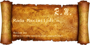 Rada Maximilián névjegykártya